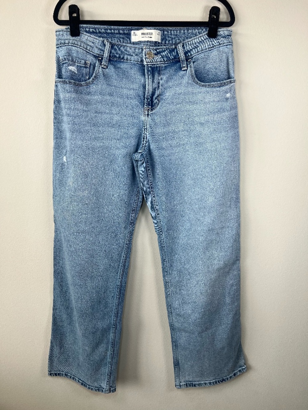 Hollister Low Rise Baggy Jeans Light Blue Wash Denim Wide Leg Y2K Grunge  Sz 12R